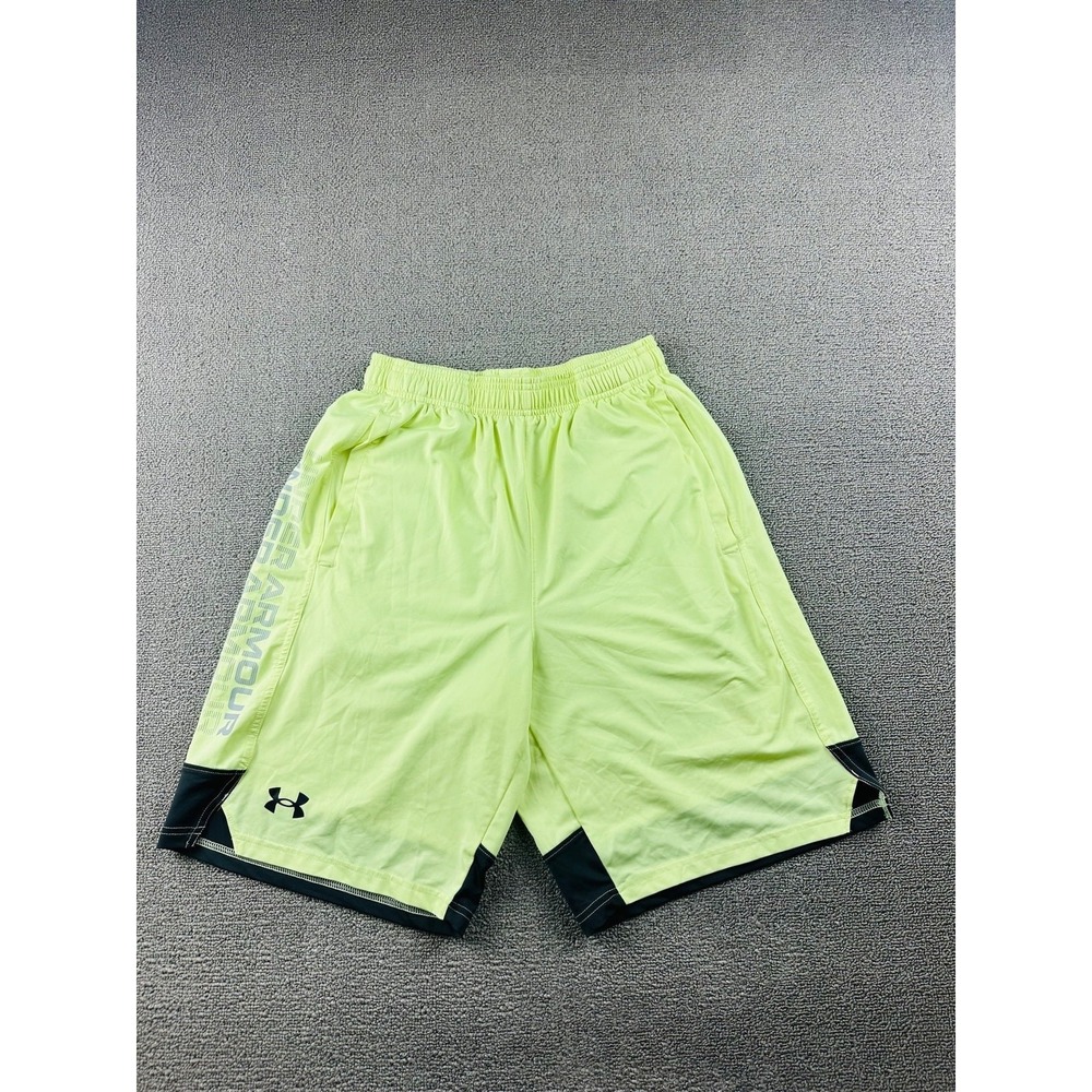 Under Armour Shorts Men S Green Loose Pockets Colorblock Activewear Athletic